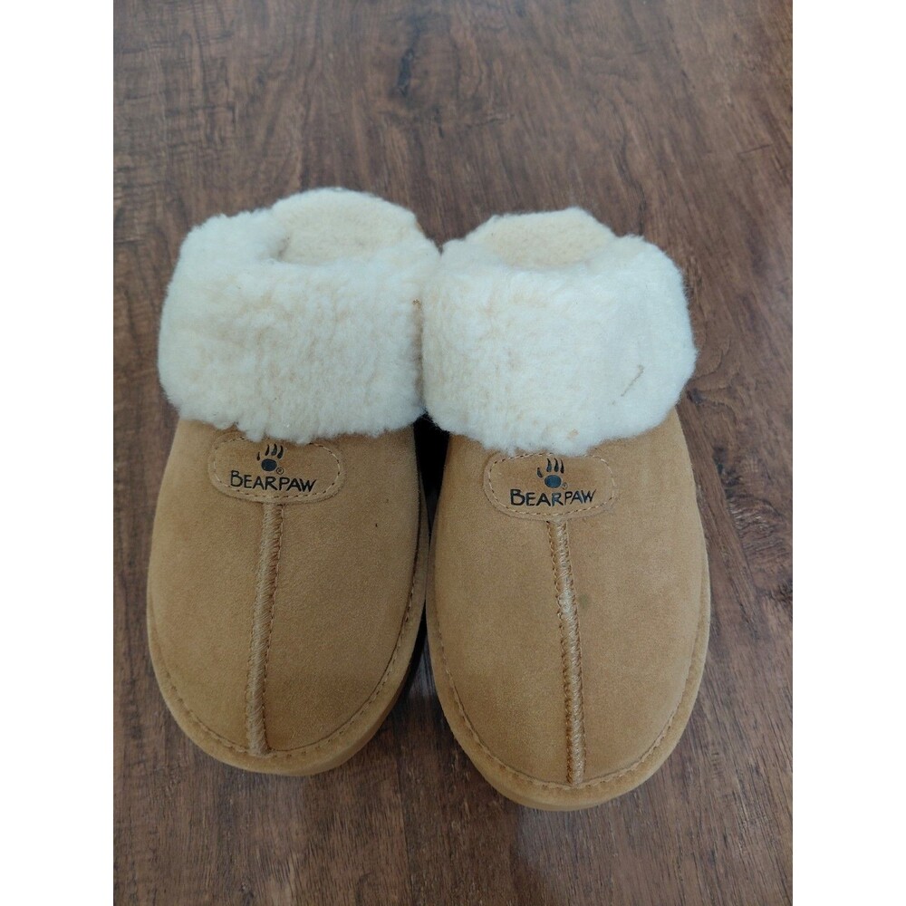 Bearpaw Platform Chunky Slippers, 10 Sheepskin, Tan Suede Leather - Picture 11 of 12